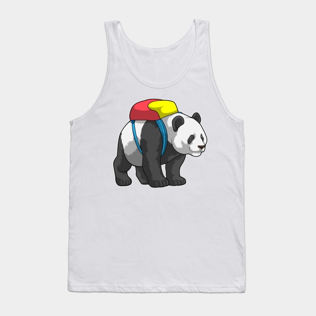 Panda as Hiker with Backpack Tank Top by Markus Schnabel